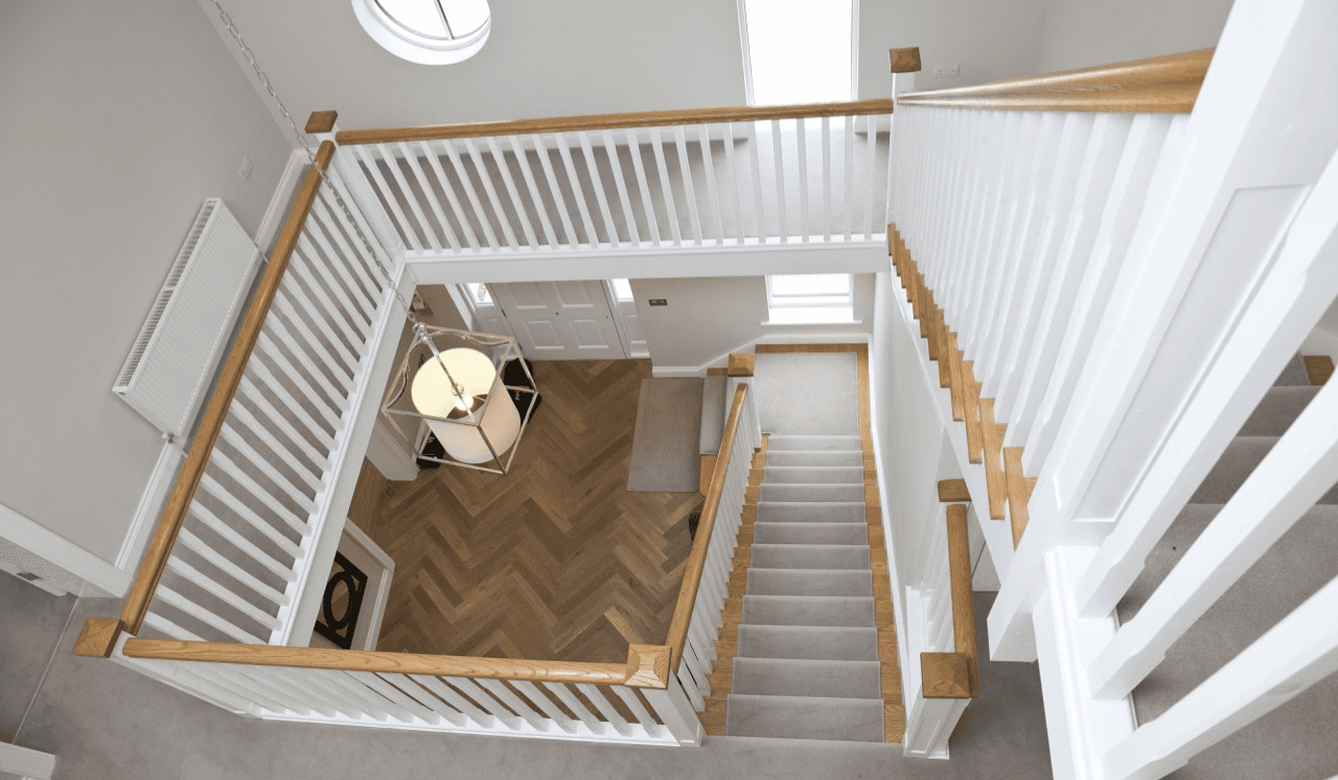 Stairs closed riser cut string l shaped stairs