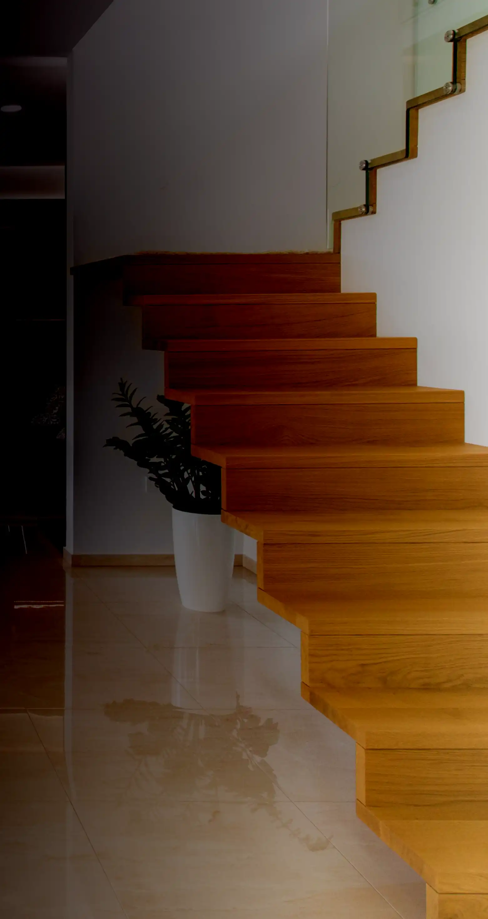 cut string walnut stairs